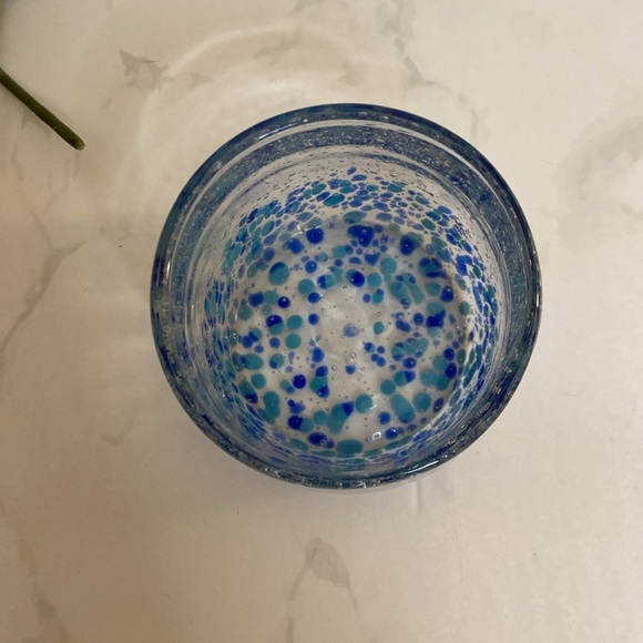 Gorgeous Art Glass Candle holder Blue White Hand Blown Decor Candles Home Accent - Picture 6 of 6